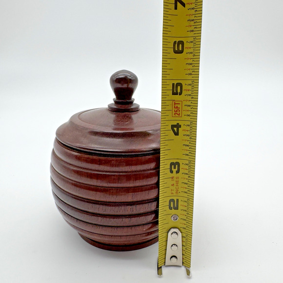 Vintage Turned Wood Trinket Box Tobacco Treen Pot Tea Decorative - Picture 8 of 8